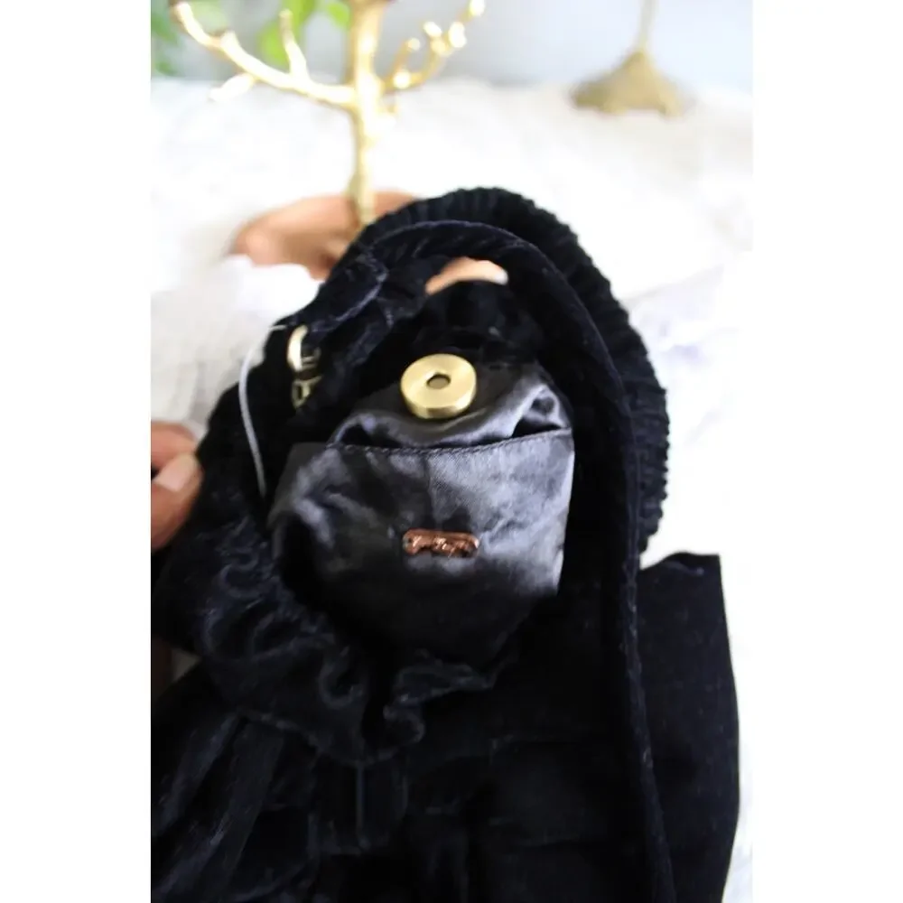 Free people Black  velvet  Bow  bag